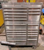 Stainless Steel 12-Drawer Rolling Tool Chest with 8-Drawer Stack Tool Box