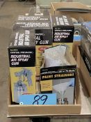Lot-(3) Central Pneumatic 91011, Industrial Air Spray Guns w/ Package of Paint Strainers in (1) Box