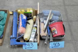 Lot-Painting Tools, Roller Covers, Caulk Guns, etc. in (1) Box and (1) Pan