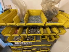 Lot-Various Hardware with (1) Section Shelving and Parts Bins