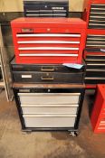 Lot-(1) Performax 3-Drawer Rolling Tool Chest & (1) Popluar Mechanics 4-Drawer Flip Top Stacker Box