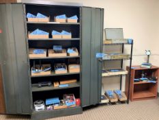 Lot-(1) 2-Door Cabinet, (1) Section Shelving and (1) Bookcase