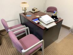 Lot-Desk with (3) Chairs and Lamp