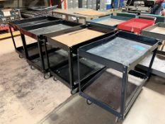 Lot-(3) Black and (1) Blue 4-Wheel Shop Carts