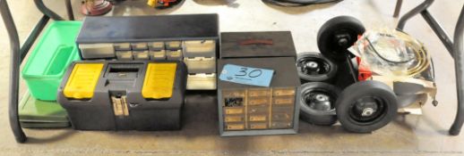 Lot-Organizers, Tool Box, Wheels, etc. on Floor Under (1) Table