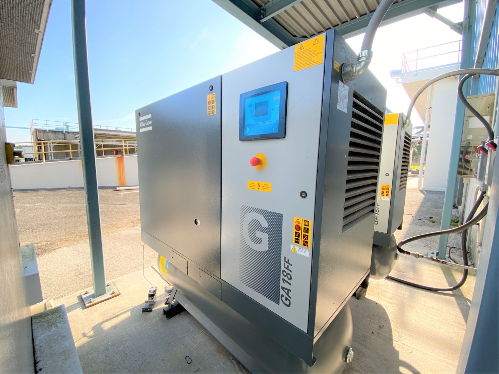 2019 Atlas Copco GA 18FF 24 HP rotary screw air compressors with built in refrigerated air dryers
