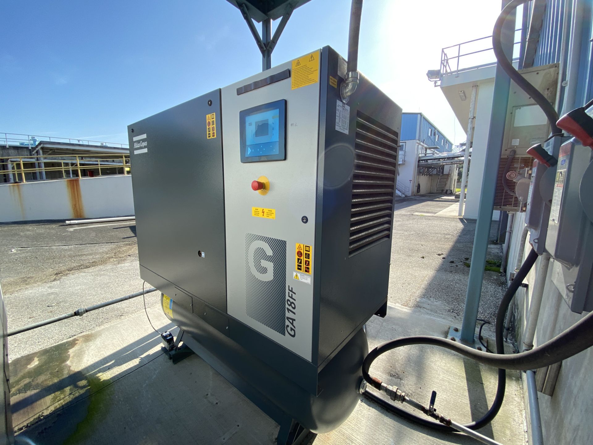 2019 Atlas Copco GA 18FF 24 HP rotary screw air compressors with built in refrigerated air dryers