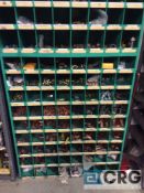 (2) 72 compartment pigeon hole parts cabinets with asst brass and copper fittings