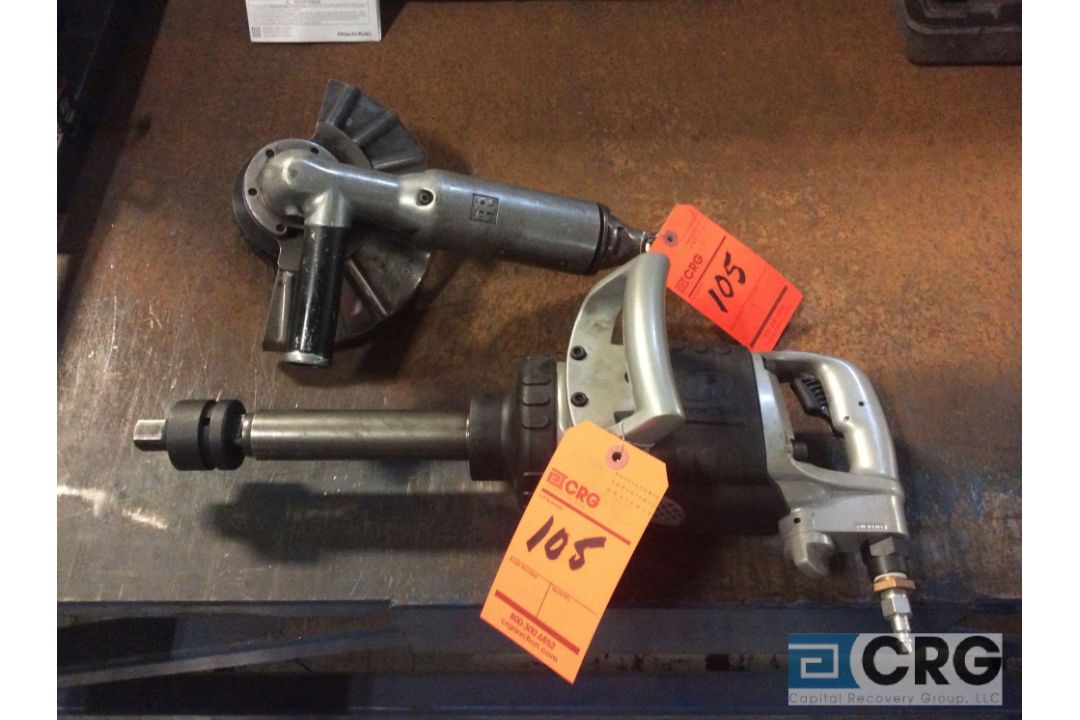 Lot of (2) Ingersoll Rand pneumatic hand tools including mn 285B 1 inch impact gun 5200 rpm, and (1)