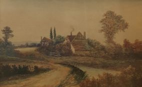 Late 19th Century Watercolours A pair of rural cottage scenes, unsigned (2)