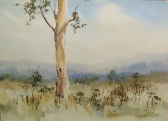 Margaret Metcalfe Watercolour drawing Trees in landscape Pair watercolour drawings  Venetian canal