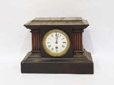 Late 19th century wooden cased mantel clock in architectural form, with movement marked 'PR8247'