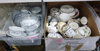 Quantity of assorted ceramics including cups, saucers, plates, etc, a Noritake 'Blue Hill' part