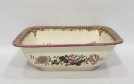 Doulton Burslem rectangular bowl, cream ground decorated with pink lotus flowers
