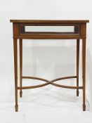 19th century mahogany and banded inlaid five glass bijouterie table, the rectangular top opening