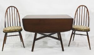 20th century dropleaf table and four chairs and an Ercol stereo cabinet with Sanyo hi-fi equipment