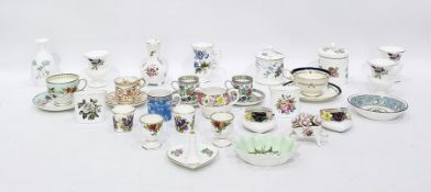 Graingers Worcester Spode china cabinet cup and saucer, floral painted, set of four Worcester bird