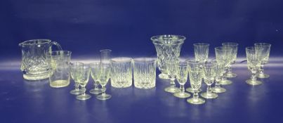 Small quantity of Edinburgh cut stem wines, various sizes, each with trelliswork and slice