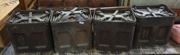 Four metal WWII ammunition boxes for 20mm high energy incendiary cartridges