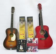 Earthfire summer breeze GA 1000 RD acoustic guitar together with a Varsity acoustic guitar and two