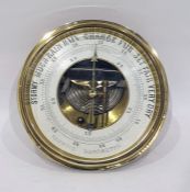 Copper and brass cased circular aneroid barometer 18cm dia