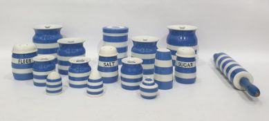 Large quantity of Green's Cornish kitchenware to include eight graduated storage jars in various