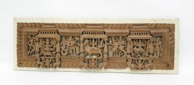 Indian-style relief carved panel with various figures and beasts Condition ReportThe dimensions