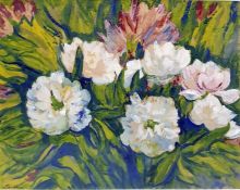 Jacob Epstein (1880 - 1959) Watercolour and gouache drawing “Peonies”, signed lower left and