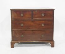 19th century mahogany chest of two short over two long drawers, to bracket feet  90.5 x 83 .5 cm