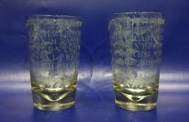 Pair of 19th century glasses inscribed 'Hephzibah Hunt, Born March 3 1837 Presented to them by