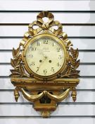 Swedish clock by SUD of Stockholm, with Arabic numerals to the dial and brass pierced hands, in an