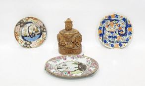 Copeland and Garrett late Spode earthenware plate decorated with chinoiserie style lakeside scene,