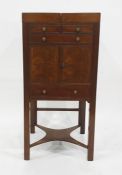 19th century mahogany washstand, the top with two opening inlaid doors to reveal interior