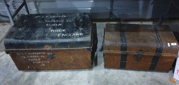 Two vintage metal trunks (2)