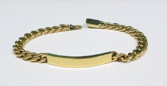 Gold-coloured metal identity bracelet, 15.6g approx