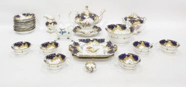 Early Victorian porcelain part tea and coffee service, probably Coalbrookdale of rococo style with