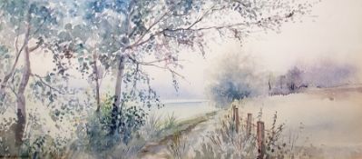 Watercolour drawing A rural scene, 19 x 45cm