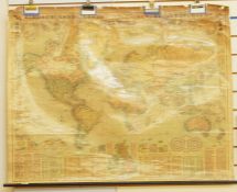 Bacon  G.W.FRGS  'Bacon's New Chart of the World'  94 x 120 cms , some damage