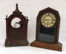 19th century mahogany clock body, the arch top above body with decorative mouldings, raised on