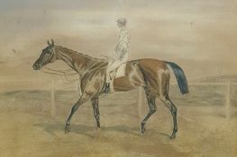 Unattributed Watercolour drawing Horse and jockey, 13.5cm x 19cm