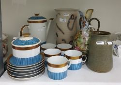 20th century Polish porcelain part coffee set comprising teapot, cups, saucers, sugar bowl and