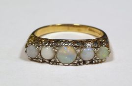 Five stone opal 9 ct gold dress ring