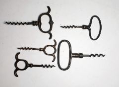 Five assorted iron pull corkscrews (5)