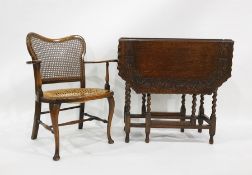 20th century oak gateleg table and a low armchair (2)