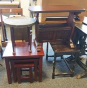 Nest of four occasional tables with black ground, gilt decorated in the Chinese taste, a further