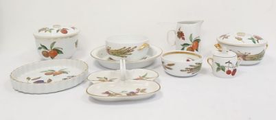 Royal Worcester oven-to-tableware, Evesham pattern, tureens and covers, a water jug, pie dish,
