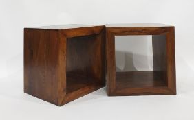Pair of Eastern hardwood side tables of cube-form (2)  Condition ReportOne of the side tables has