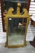 Georgian style giltwood wall mirror with rectangular plate, swan neck shaped pediment Condition