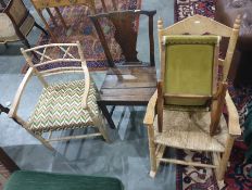 Three assorted chairs and a gout stool (4)