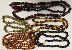 Small quantity of hardstone and other bead necklaces (one tray)